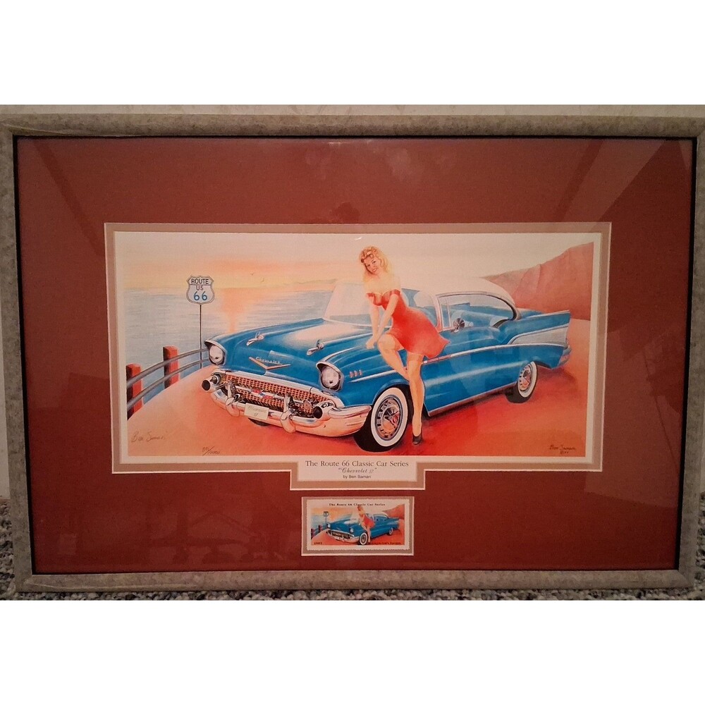 Ben Samari The Route 66 Classic Car Series Chevy 57 signed 891/10,000 15x22